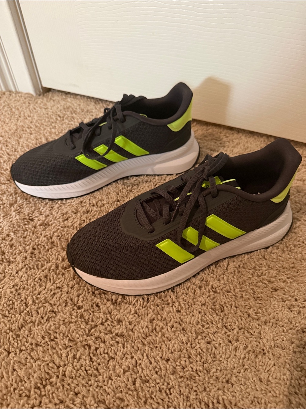 Adidas Black and Neon Green Cloud-foam Sneakers